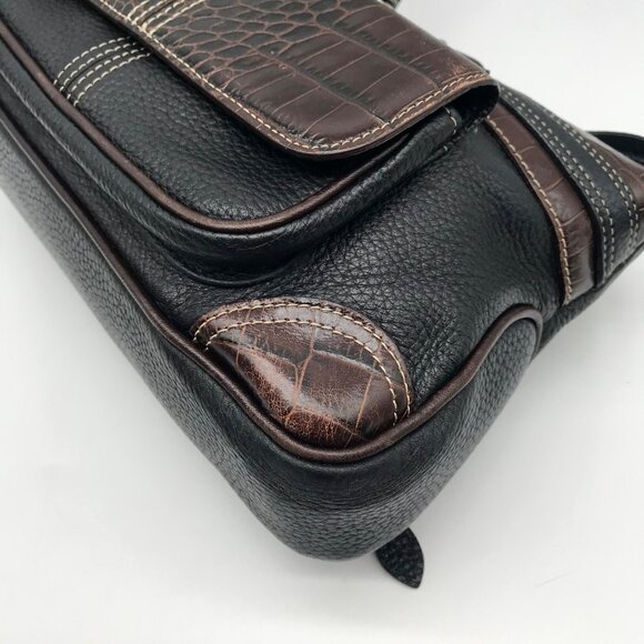 Brighton Black & Brown Croc Embossed Leather Organizer Shoulder Bag - Picture 7 of 12